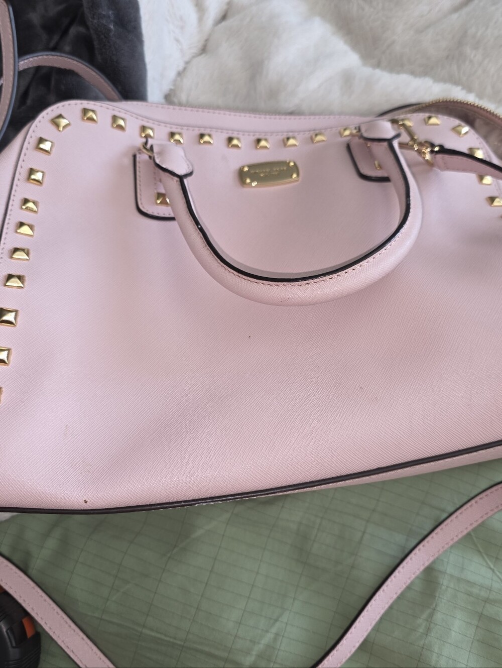 MICHAEL Michael Kors Blush Pink Studded Leather Satchel